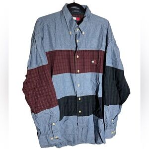 Vintage Tommy Hilfiger Patchwork Plaid Flannel Shirt Men’s XL